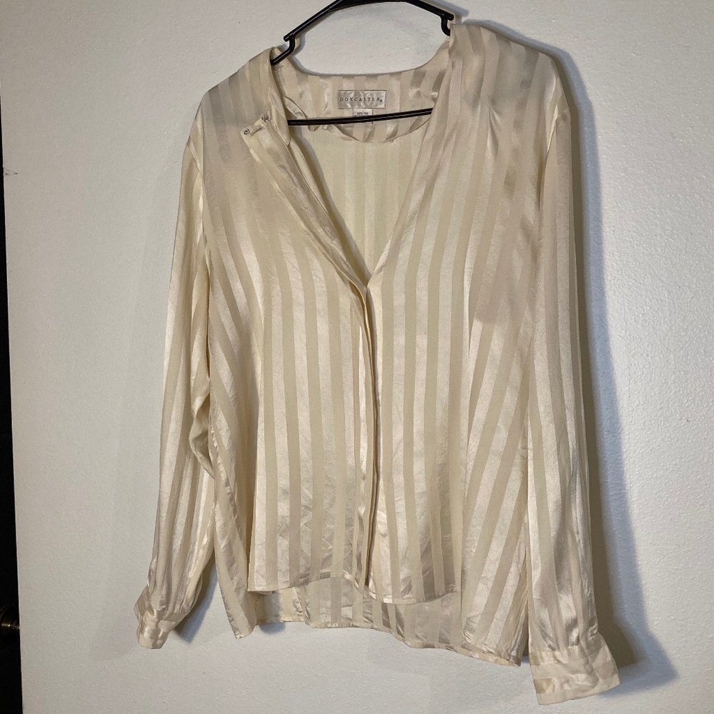 80s vintage doncaster silk stripe button front blouse
